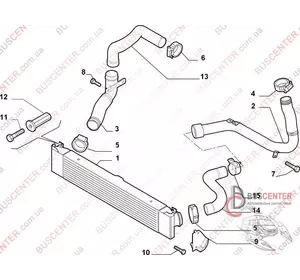 Патрубок интеркулера правый (шланг системы охлаждения) Fiat Ducato 1350778080 1350778080